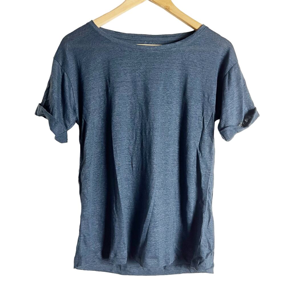 J.Crew Relaxed Roll-Cuff Linen Short Sleeve Blue Tee Size XS